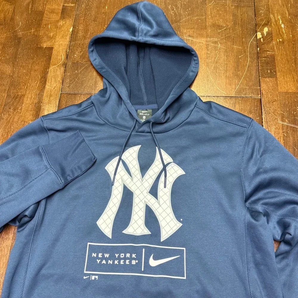 Nike New York Yankees Hoodie Men M Navy Dri-FIT Pullover NKAQ-44B